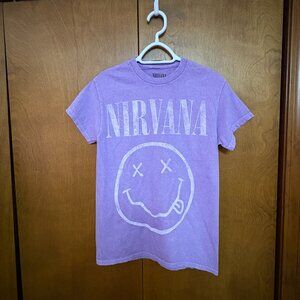 Nirvana Short Sleeve Graphic Tee, Classic Grunge, Distressed, Band Logo